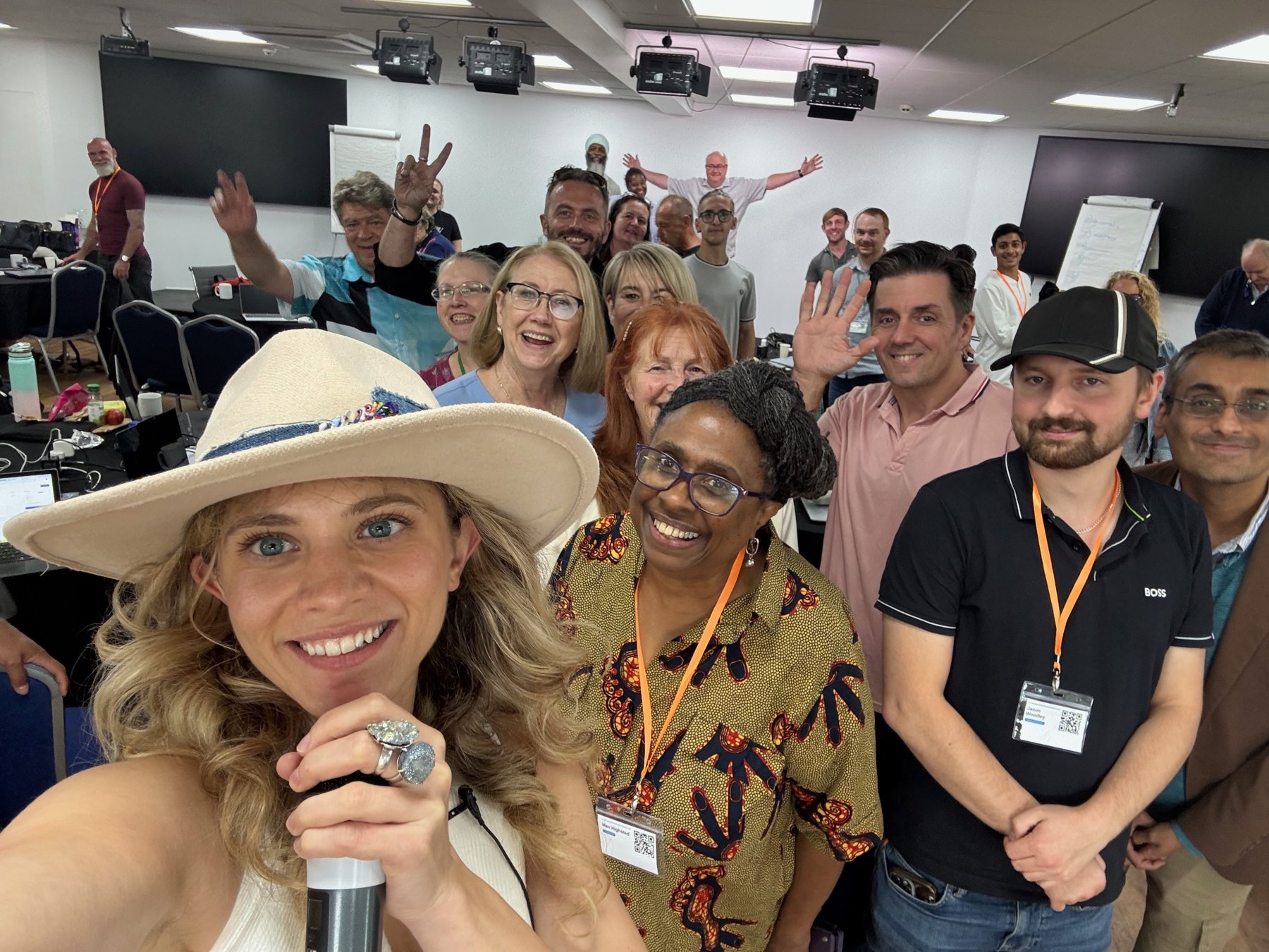 Sabrina on the mic in an AI Profits room